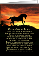 Summer Solstice Horse and Sunset Blessings Poem card