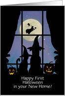 1st Halloween in New Home Dog and Cat Window Custom Cover card