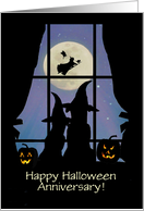 Halloween Anniversary Cute Pet Couple with Jack O Lanterns Custom Text card