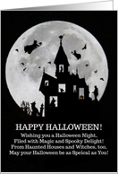 Happy Halloween Haunted House in the Moonlight Spooky card