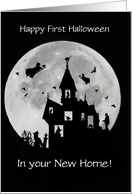 Happy Halloween 1st Halloween in New Digs Home Haunted House Custom card