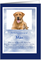 Sympathy for Loss of Dog Custom Picture and Text Tribute Memorial card