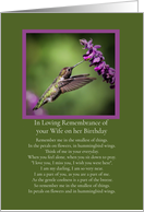 Wife Remembrance on Her Birthday with Hummingbird Flower and Poem card