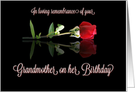 Grandmother Remembrance with Single Red Rose on Her Birthday card