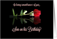 Son Remembrance on His Birthday with Red Rose Tribute Memorial card