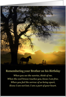 Brother Remembrance on His Birthday Horse in Sunset Spiritual Poem card