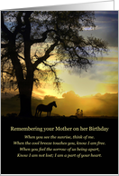 Mother Birthday Remembrance with Horse and Sunset Poem card