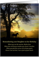 Daughter Remembrance on Her Birthday Horse in the Sunset and Poetry card