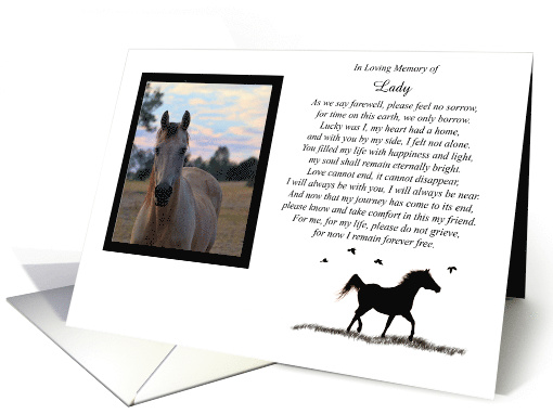 Horse Sympathy Memorial Custom Photo and Name Keepsake card (1737862)
