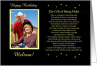 Birthday Custom Photo and Name the Gift of Being Older with Birds card
