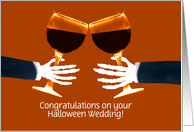 Halloween Wedding Congratulations with Wine Custom Text card