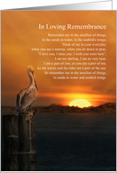 Thank You Sympathy Spiritual Poem with Sun and Ocean Pelican card