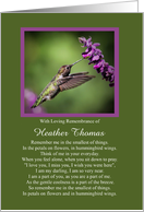 Thank You Sympathy Spiritual Poem Custom Name with Loving Remembrance card