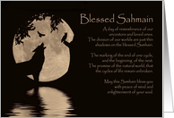 Samhain Blessed with Wolf Raven Owl and Moon card