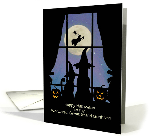 Great Granddaughter Halloween Cute Animals and Witch Custom Text card
