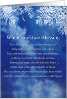 Winter Solstice Yule Blessings Crescent Moon and Snow Cypress Branches card