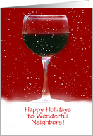 Christmas Holiday for Neighbor with Wine and Snow Custom Cover card