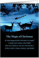 Christmas Magic with Deer and Santa Cute Believe Poem card