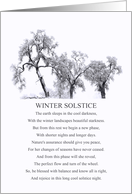 Winter Solstice Blessings Poem with Oak Trees in Snow Pagan Holiday card