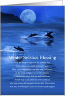 Winter Solstice Blessings Poem Sea Ocean Dolphins and Moon card