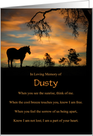 Horse Sympathy Custom Name with Remembrance Poem in Sunset card