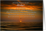 Birthday Remembrance for Mother Sunset on the Ocean with Poem card