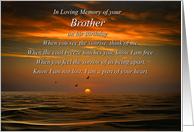 Birthday Remembrance Brother Ocean with Sunset and Poem card