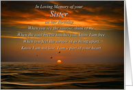 Sister Remembrance on Birthday Sympathy with Spiritual Poem and Ocean card