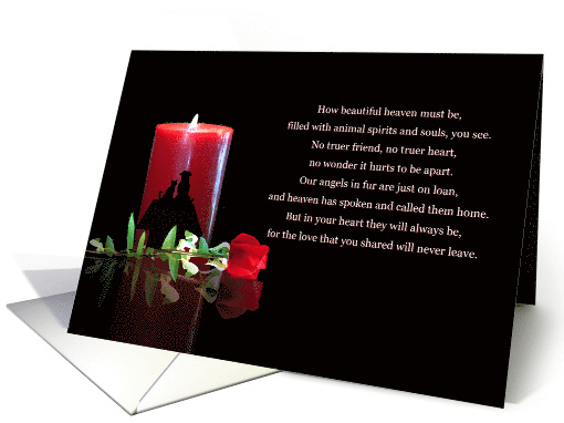 Pet Sympathy Condolences with Rose Candle Poem Heaven is... (1752150)
