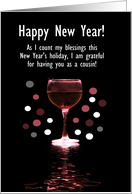 Cousin Happy New Year Holiday Wine with Custom Text Humor card