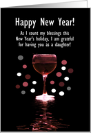 Daughter Happy New Year Customizable with Wine and Humor card