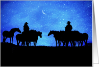 Christmas Holiday Remembrance Country Western Starry Sky Horses card