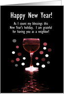 Neighbor New Years Funny Wine Customizable Cover Text card