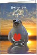 Thank you From the Bottom of My Heart Cute Seal on the Beach Custom card