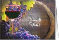 Thank You Wine and Grapes with Oak Barrel Custom Text Cover card