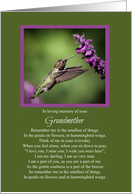 Grandmother Memorial Sympathy Remembrance with Hummingbird Poem card
