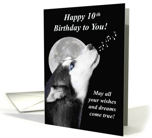 Happy 10th Birthday to You with A Beautiful Dog Howling... (1758014)