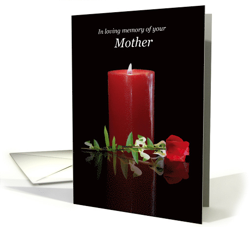 Mother Sympathy Condolences with Remembrance Candle and Rose card