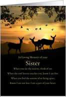 Birthday Remembrance of Sister Memorial on Birthday with Poem and Deer card