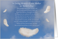 Mothers Day Sympathy in Remembrance of Mother Spiritual with Feathers card