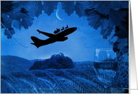 Christmas Holiday Wine Themed Funny with Santa on an Airplane card