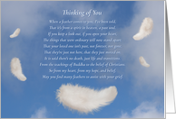 Bereaved Thinking of You Sympathy Spiritual Poem with Feathers card