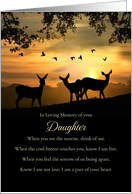 Daughter Remembrance on Anniversary with Deer and Spiritual Poem card
