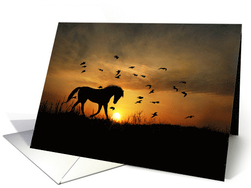 Horse Thank You, Pretty Trotting Horse and Sunset Thanks card (529203)