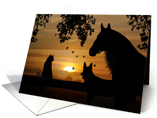 Pet Sympathy With Horse Dog And Cat card (635504)