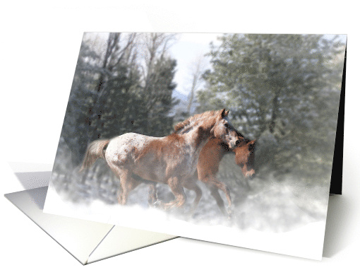 Horses in snow Season's Greetings Holiday card (671489)
