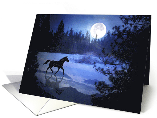 Horse Dashing Through the Snow and Full Moon card (708106)
