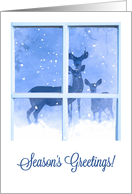 Deer Family in the Snow Season’s Greetings through the Window card