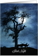 Silent Night with Elk and Snow Pretty Wildlife Holiday card