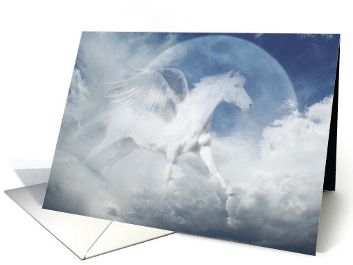 White Pegasus Horse Moon Fantasy Happy Birthday card (871659)